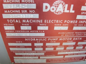 LOT TO INCLUDE: (1) DOALL SUPER PRECISION GRINDING SPINDLE, MACHINE MODEL# VS618-2, 440 V, 3 PHASE, 60 HZ, 3.95 A, ATTACHED WESTINGHOUSE AC MOTOR, 1 HP, 1725 RPM, TYPE SPFO, 230/460 V, 3 PHASE, 3.6 A, (7) FACE SHIELDS. LOADING & HANDLING FEE $15-4022